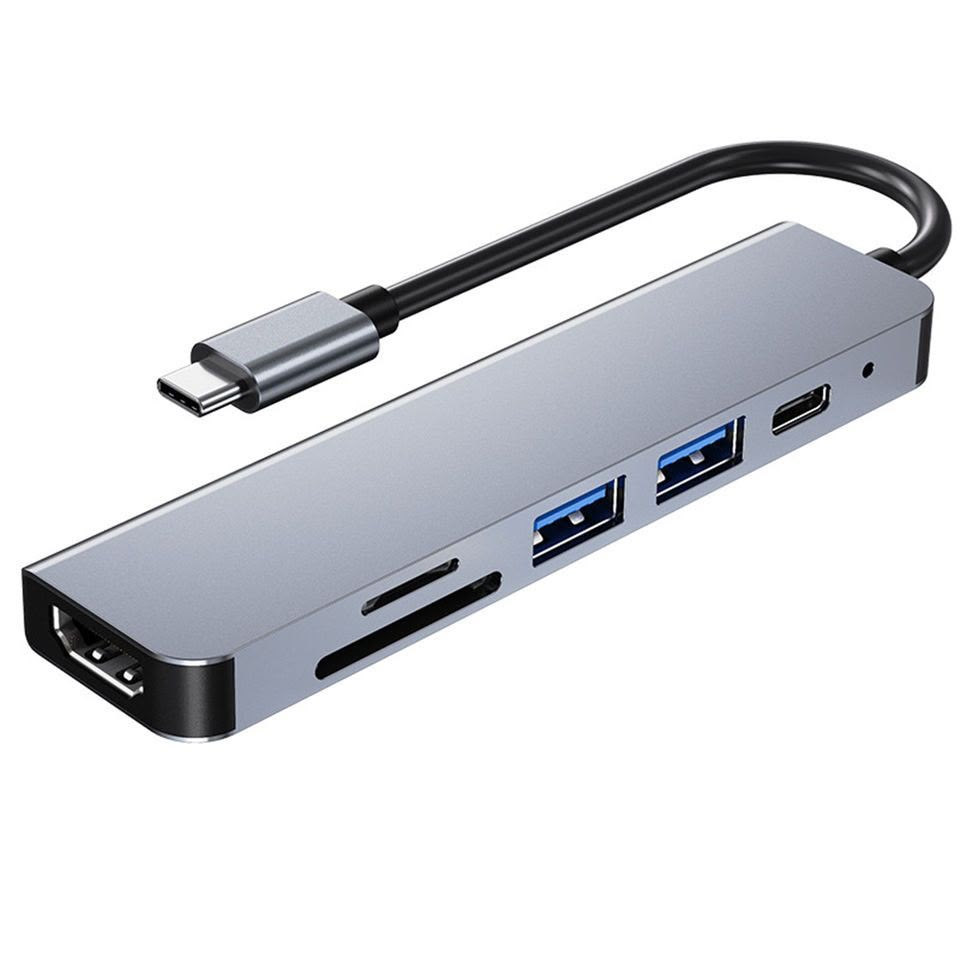 USB-C 6-in-1 Multiport Hub – HDMI, USB 3.0 & SD Card