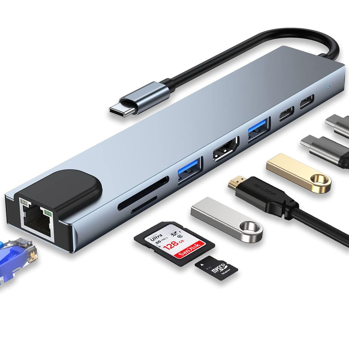 USB-C 8-in-1 Multiport Docking Station – HDMI, USB & PD Charging