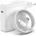 USB-C wall charger with USB-C to USB-C cable on white background