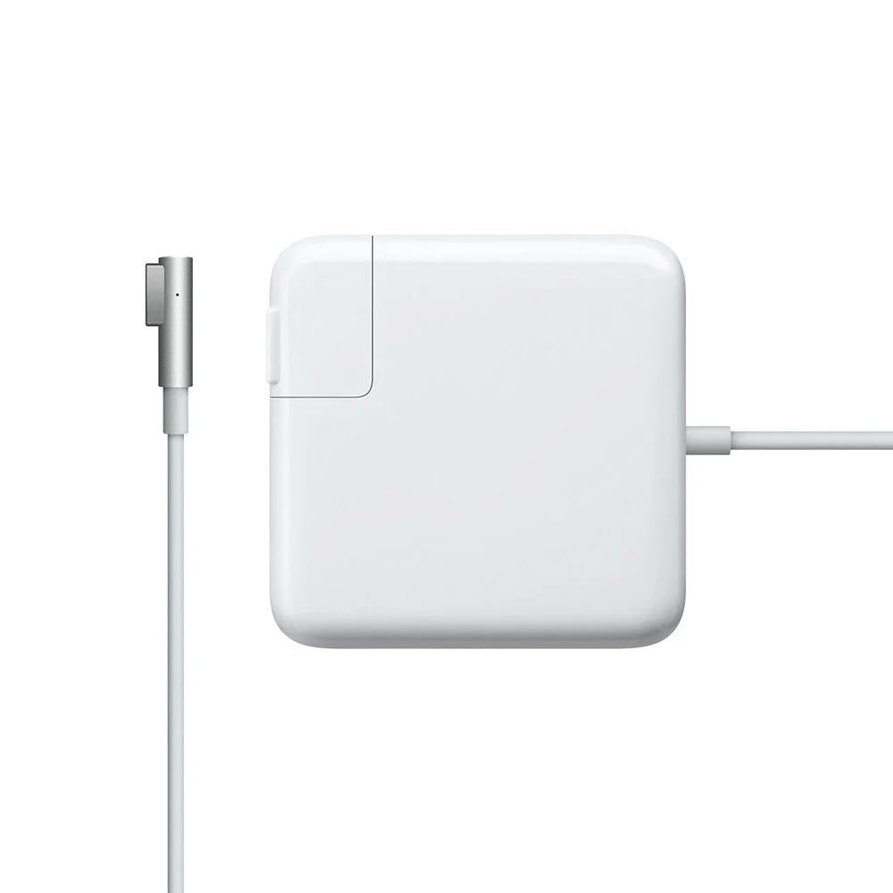 MacBook MagSafe 1 L-tip charger with cable on white background