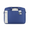 CkoDATE blue and grey laptop bag on white background