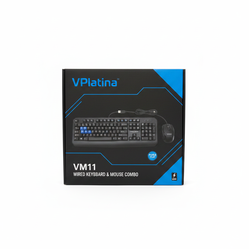 VPlatina VM11 wired keyboard and mouse combo box packaging