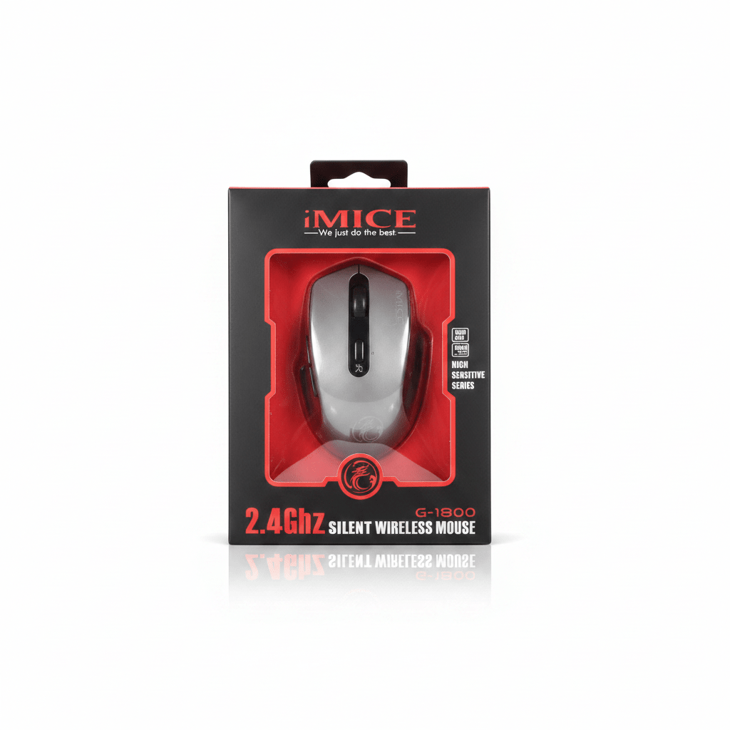 iMICE G-1800 wireless mouse box on white background