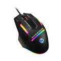 Mikuso MechaGlaze XM-604 black RGB gaming mouse on white background