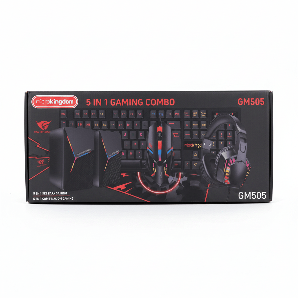 MicroKingdom GM505 5-in-1 gaming combo box on white background