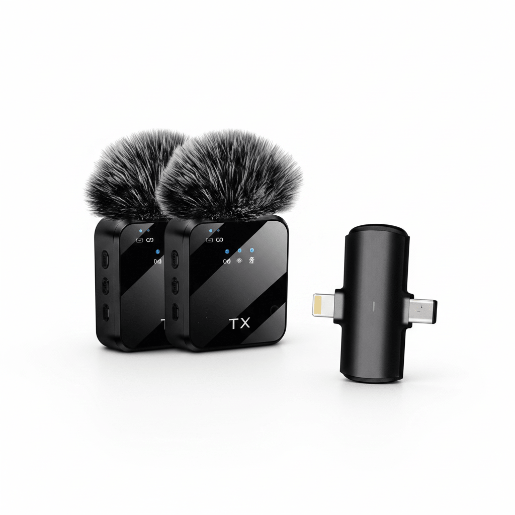 F15-2 wireless dual microphone set on white background