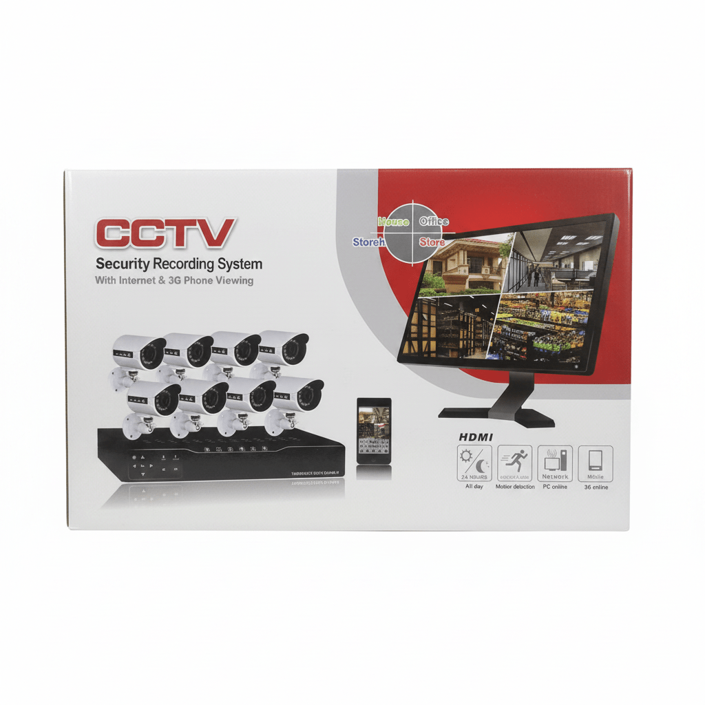 CCTV security recording system box on white background