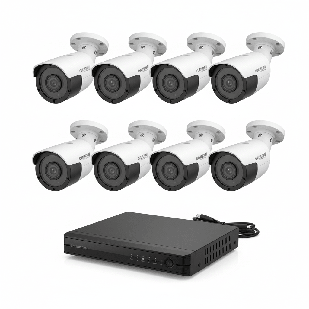CCTV 8-camera security system kit without box on white background