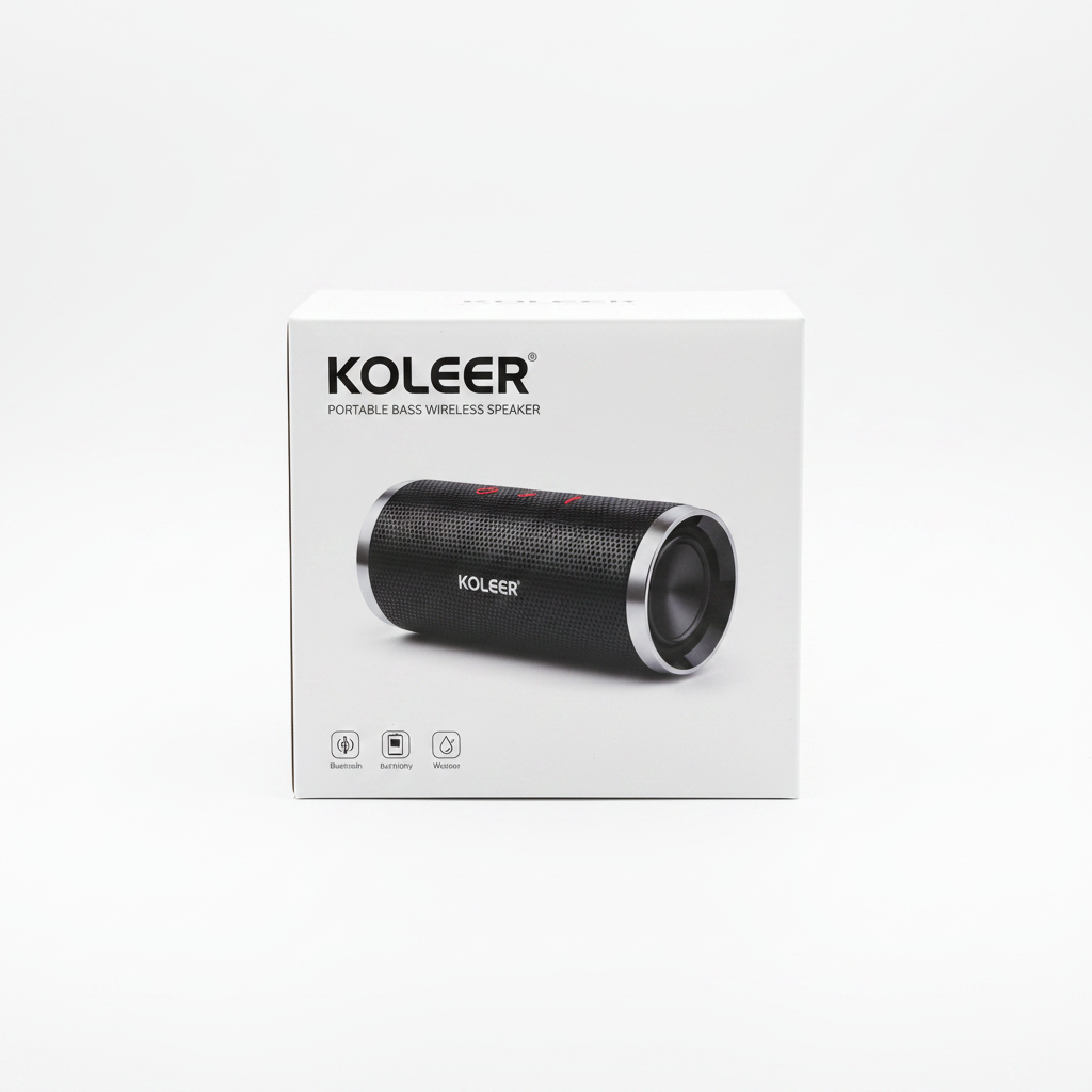 KOLEER Portable Bass Wireless Speaker box packaging
